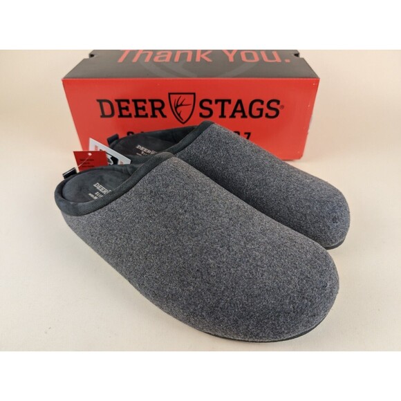 Deer Stags Slipperooz Unbound Mule Slippers Mens 12M Grey Felt Slip On Shoes NWB - Picture 4 of 11